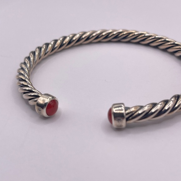 David Yurman Cable Cuff Bracelet with Red Carnelian - Picture 8 of 8